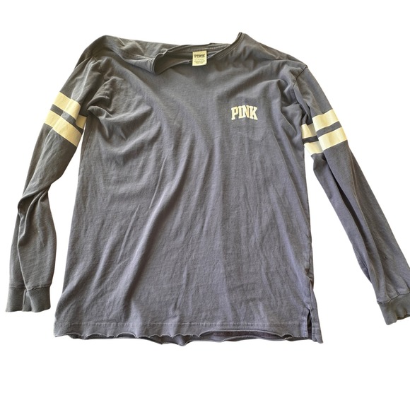PINK Victoria's Secret Tops - Y2K Victoria Secret PINK Long Sleeve TShirt Womens S Distressed Purple Lounge